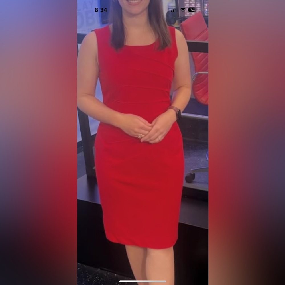 Calvin Klein Red Midi Dress SZ 4